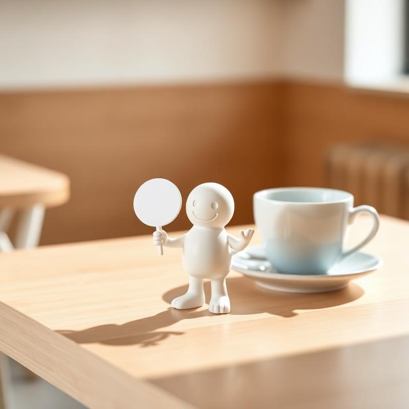 NFC-Aufsteller auf einem Café-Tisch neben einer Tasse